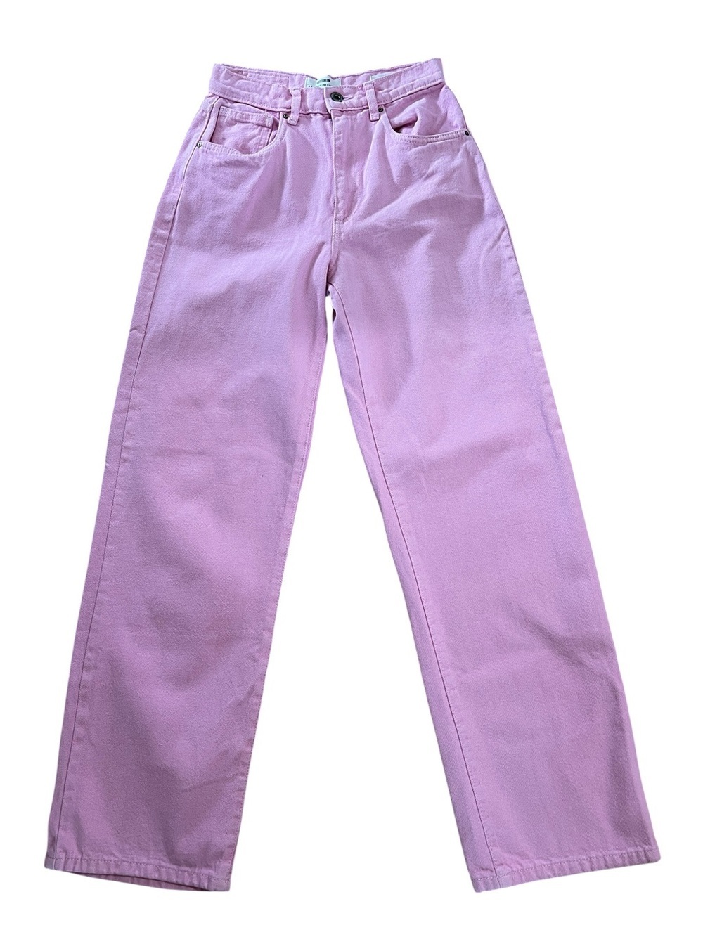Cotton On Soft Vibrant Pink Wide-Leg Loose Fit Straight Leg Jeans- 4